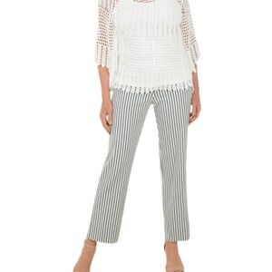 Krazy Larry Pull On Featherweight Ankle Pants in Black White Striped Size 10